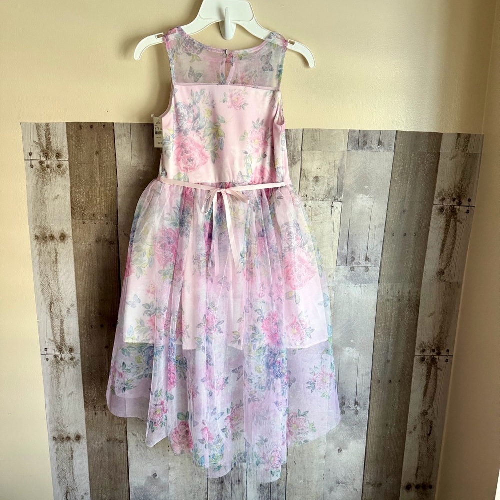 Girls pink spring floral dress girls size 7/8 - Picture 3 of 13